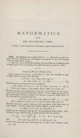 Mathematics from the educational times. [4118. - 8144.]