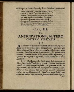Cap. III. De Anticipatione, Altero Criterio Veritatis.