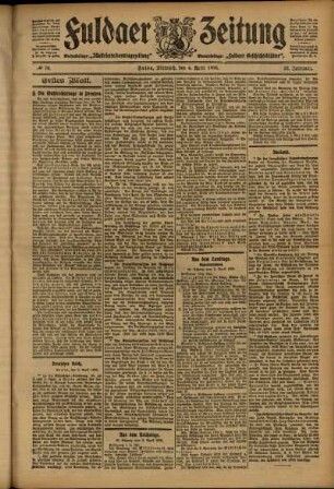 Erste Ausgabe vom Mittwoch, den 04. April 1906.