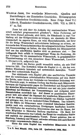 Jesse, Wilhelm :: Der Wendische Münzverein, (Quellen und Darstellungen zur Hansischen Geschichte, N.F., 6) : Lübeck, Hansischer Geschichtsverein, 1928