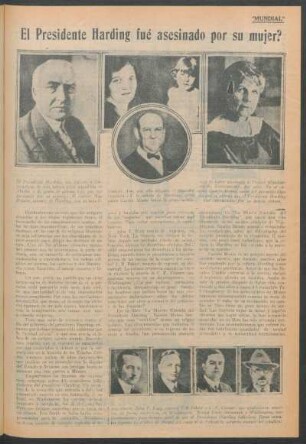 El presidente Harding fué asesinado por su mujer?