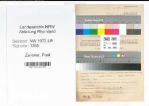 Entnazifizierung Paul Zwiener , geb. 30.09.1907 (Vertreter)
