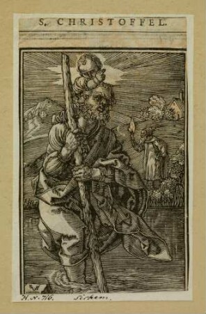 Der heilige Christophorus, nach rechts schauend
