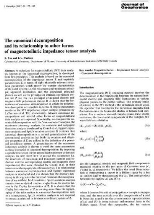 The canonical decomposition and its relationship to other froms of magnetotelluric impedance tensor analysis