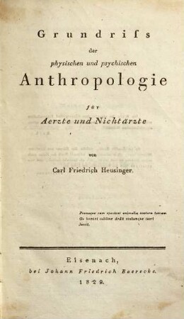 Grundriß der physischen und psychischen Anthropologie für Aerzte und Nichtärzte