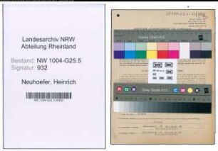 Entnazifizierung Heinrich Neuhoefer , geb. 08.10.1907 (Schneider)