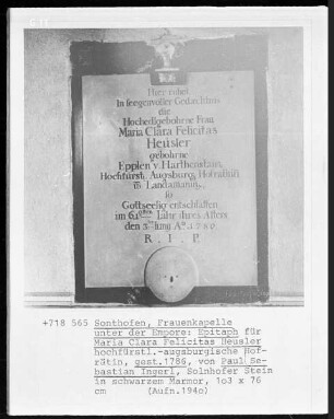 Epitaph für Maria Clara Felicitas Heusler