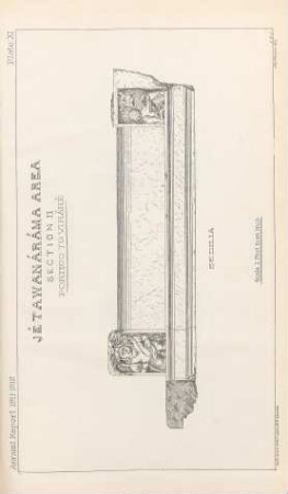Plate XI. Jétawanáráma Area. Section II. Portico to Viháré. Sedilia