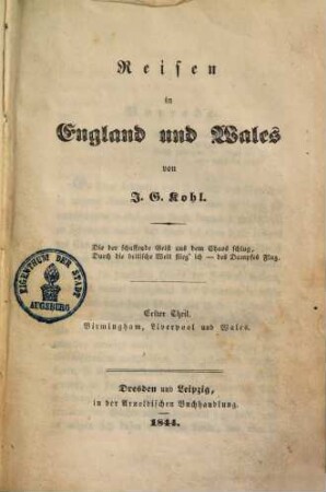Reisen in England und Wales, 1. Birmingham, Liverpool und Wales
