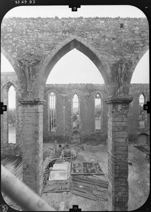 Magdeburg-Altstadt, Johannisbergstraße. Ruine der Kirche St. Johannis. Teilansicht