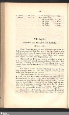 XIII. Capitel. Elastizität und Festigkeit der Bauhölzer