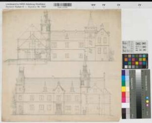 Crollage (Preußisch Oldendorf) Erweiterung des Hauses Crollage Hofansicht, Schnitt (1883) 1 : 100 47 x 49 Bleistiftzeichnung Wilert? Ledebur-Crollage K Nr. 8