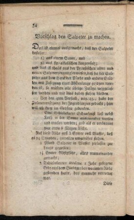 Vorschlag den Salpeter zu machen