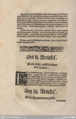Der LI. Artickel. Vom nicht auffschlahen des lohns.