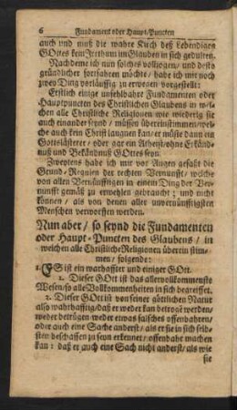Nun aber / so seynd die Fundamenten oder Haupt-Puncten des Glaubens ...