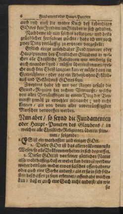 Nun aber / so seynd die Fundamenten oder Haupt-Puncten des Glaubens ...