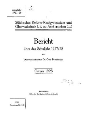 1928/29: Bericht ... - 1927/28