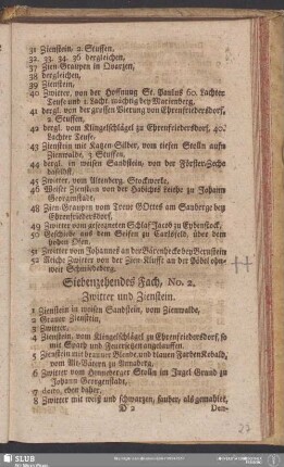 Siebenzehendes Fach, No. 2. Zwitter und Zienstein