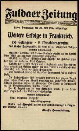 Ausgabe vom Donnerstag, den 25. Mai 1916.