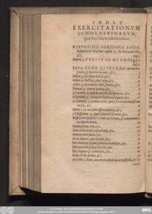 Index Exercitationum Scholasticarum, quae hoc libro continentur.