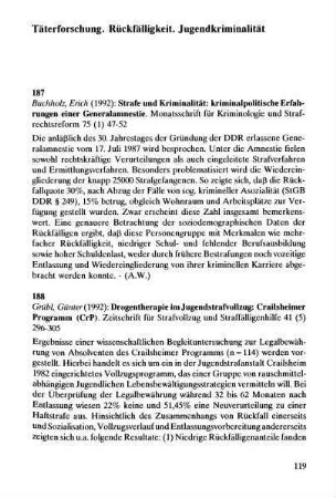 119-124, Täterforschung. Rückfälligkeit. Jugendkriminalität