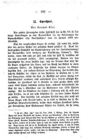 Der Normal-Etat : Sprechsaal