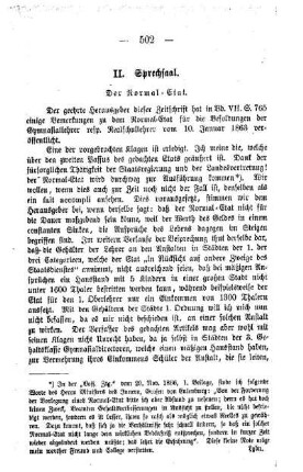 Der Normal-Etat : Sprechsaal
