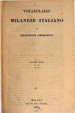 Vocabolario Milanese-Italiano, 1. A - C