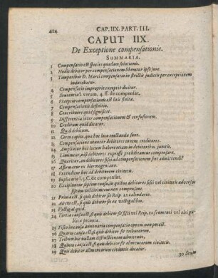 Caput IIX. De Exceptione compensationis