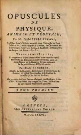 Opuscules De Physique, Animale Et Végétale, 1