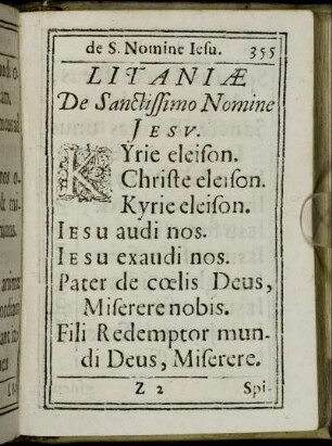 Litaniæ De Sanctissimo Nomine Jesu.