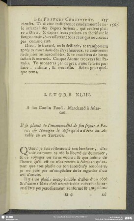 Lettre XLIII. A son cousin Fousi , Marchand à Astracan