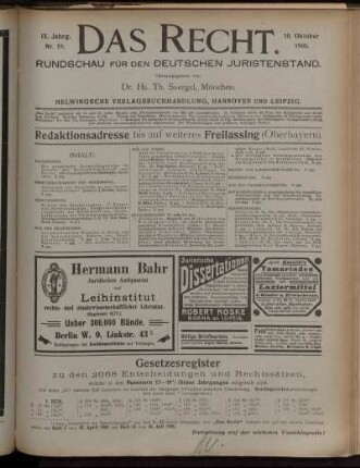 Nr. 19. 10. Oktober 1905.