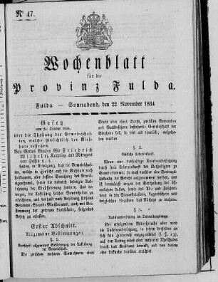 Nr. 47, Ausgabe vom 22. November 1834