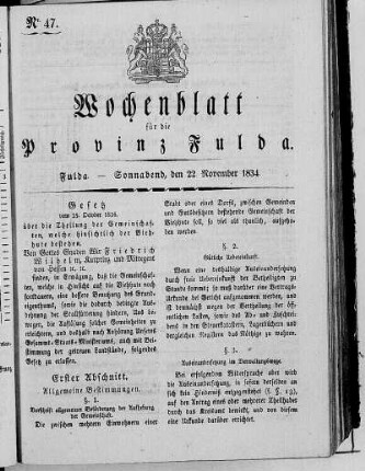 Nr. 47, Ausgabe vom 22. November 1834