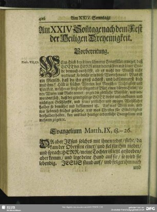 Am XXIV. Son[n]tage nach dem Fest der Heiligen Dreyeinigkeit