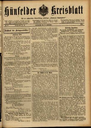 Ausgabe vom Samstag, den 19. September 1914.