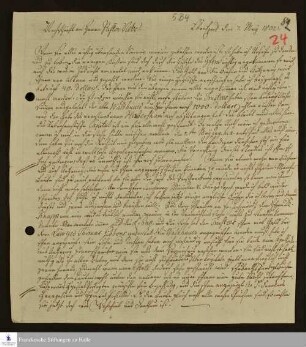 Brief von Johann Ernst Bergmann an Johann Friedrich Nebe über die gerichtliche Entscheidung zum Rabenhorstschen Nachlaß.