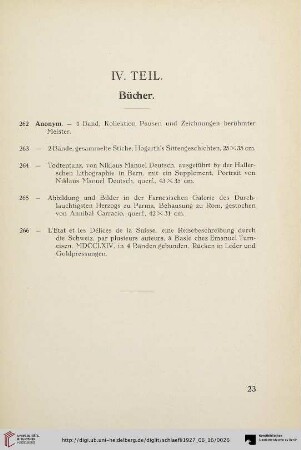 IV. Teil – Bücher (Nr. 262-266)