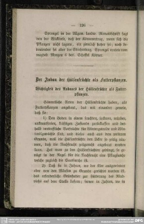 Der Anbau der Hülsenfrüchte als Futterpflanzen