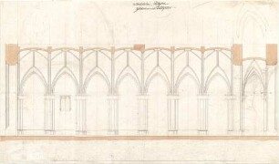 Gärtner, Friedrich von; München; Wittelsbacherpalast - Vestibül u. Durchfahrt (Längsschnitt)