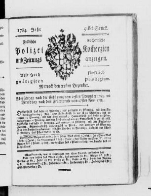 51tes Stück., Ausgabe vom 22. Dezember 1784