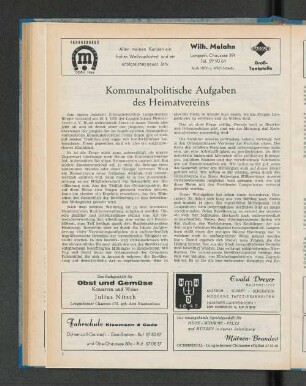 Kommunalpolitische Aufgaben des Heimatvereins