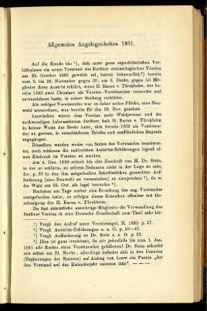 Allgemeine Angelegenheiten 1881