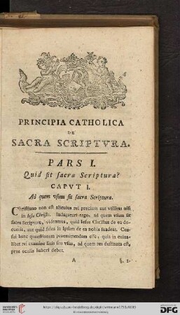 Pars I: Quid sit sacra Scriptura?