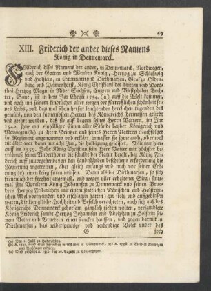 XIII. Friderich der ander dieses Namens König in Dennemarck