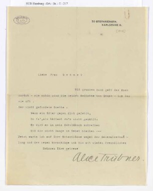 Brief an Ida Dehmel