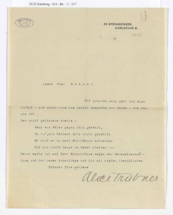 Brief an Ida Dehmel