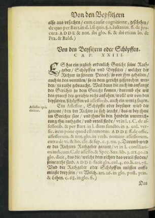 Von den Beysitzern oder Schöpffen. Cap. XXIII.