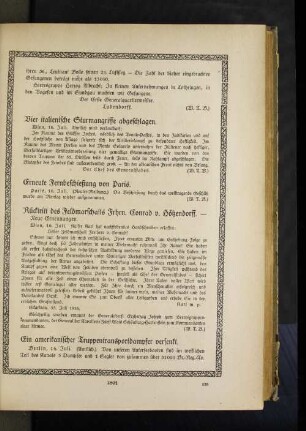 Vier italienische Sturmangriffe abgeschlagen.
